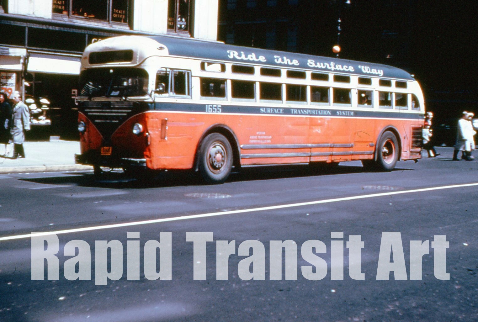 Vintage Duplicate Slide New York City Surface Transportation STS Mack C45-DT Bus