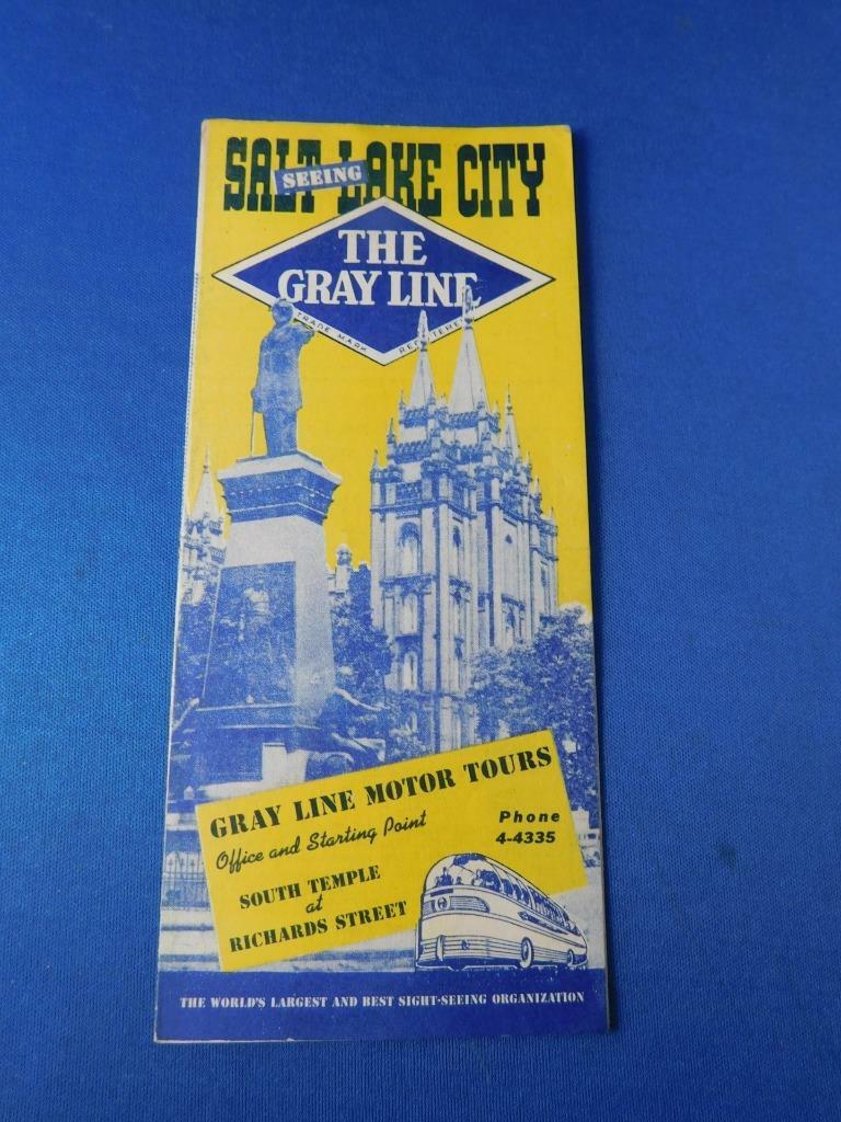 GRAY LINE MOTOR TOURS BUS POCKET TOUR SCHEDULE SEEING SALT LAKE CITY ADVERTISING