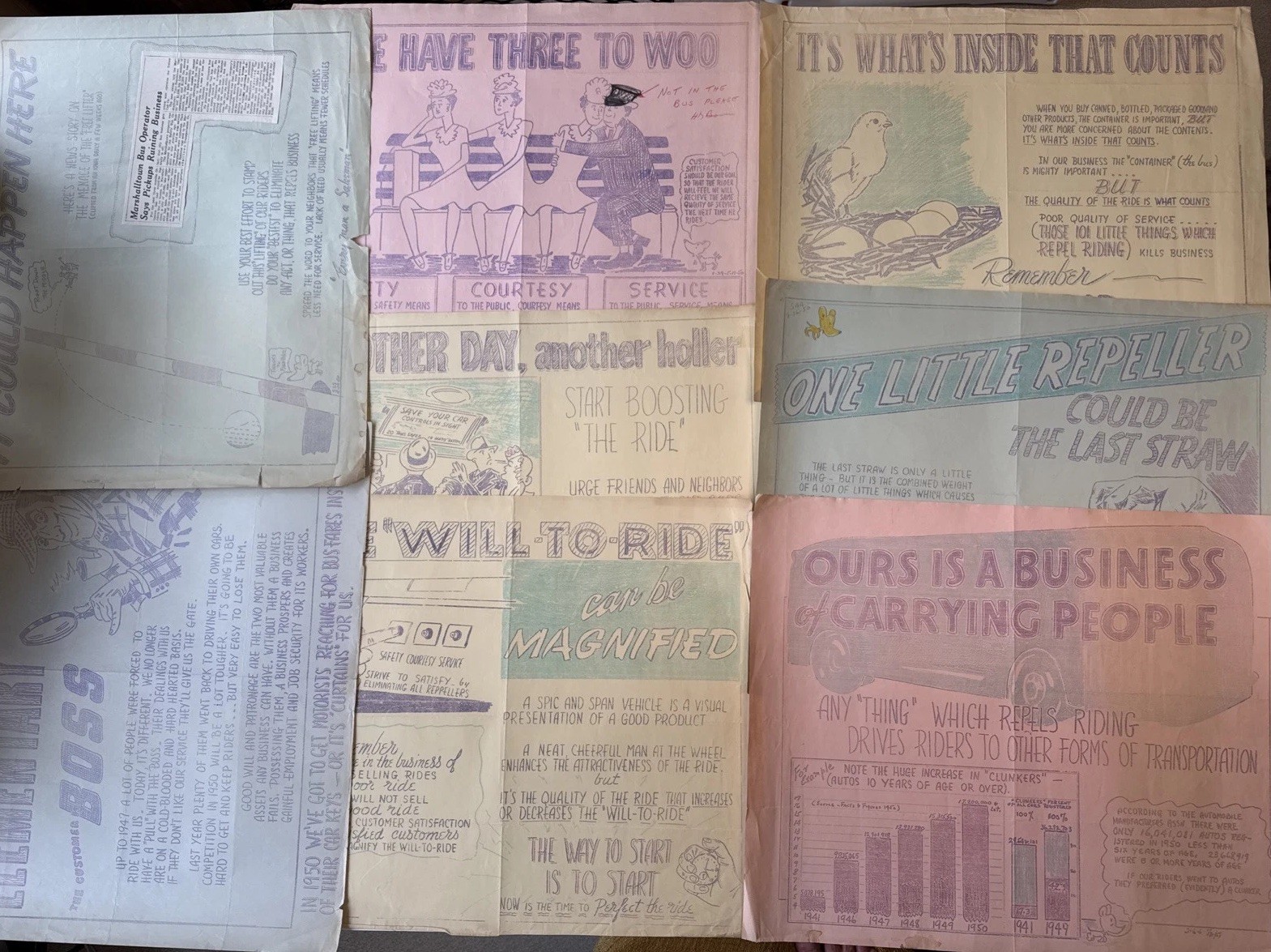 1950 FITCHBURG & LEOMINSTER STREET RAILWAY 8 Bus Driver Posters LOSING TO CARS