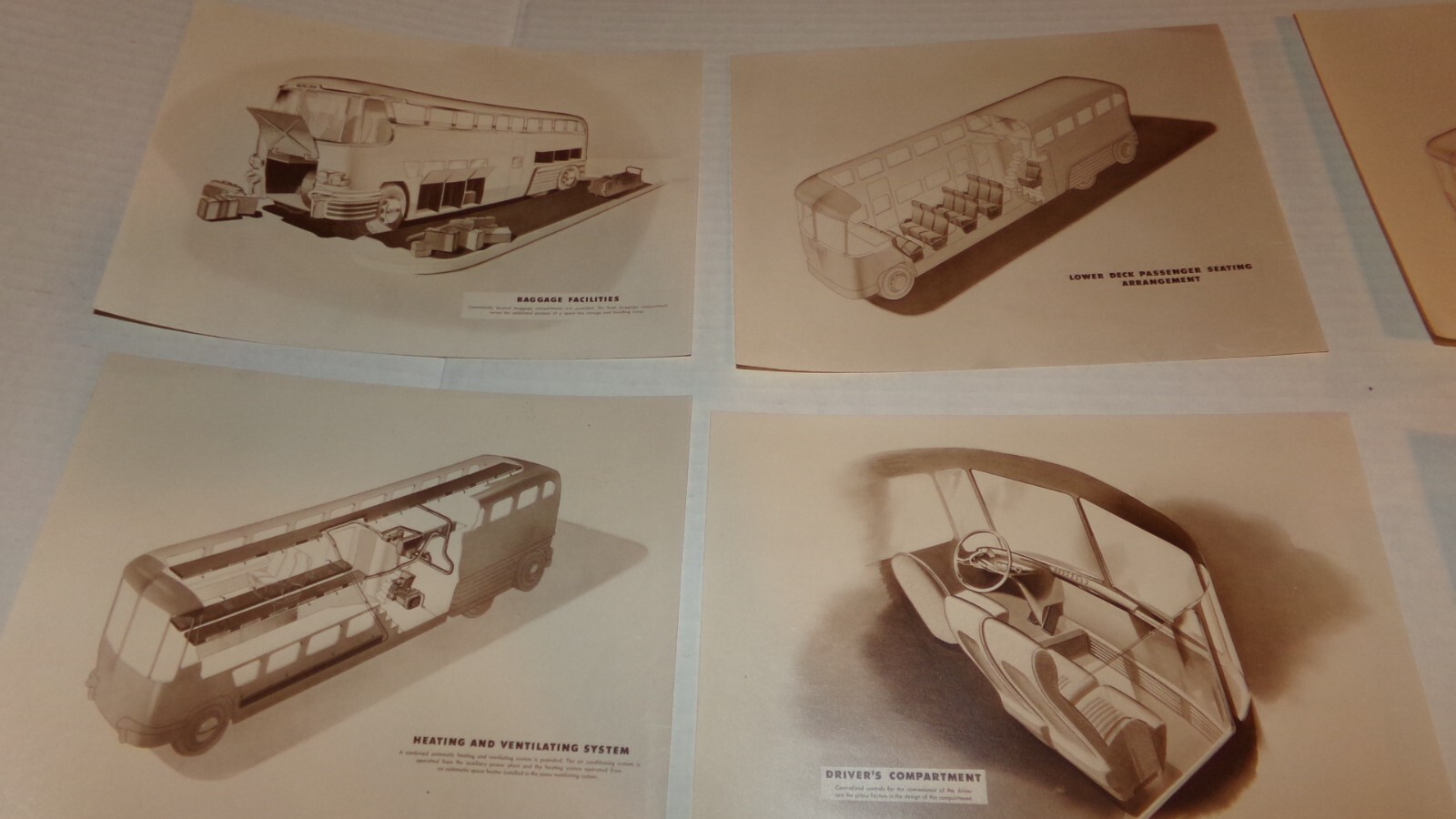 1940’s ACF-Brill Passenger Coach Bus Brochure Promo Photograph Ads Drawing Lot