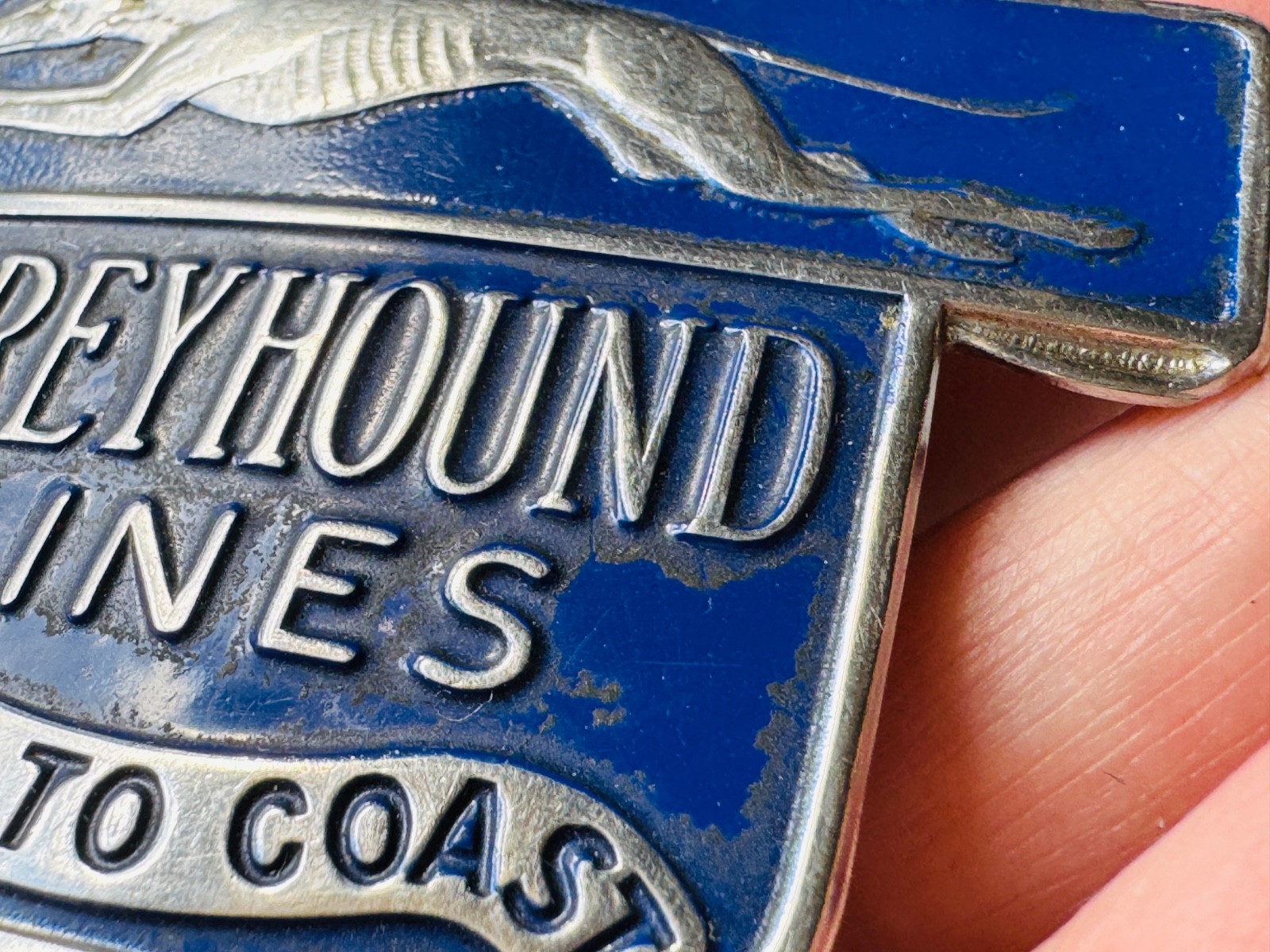 Scarce Vintage Greyhound Lines Bus Driver Hat Badge 1960’s Blue Enamel