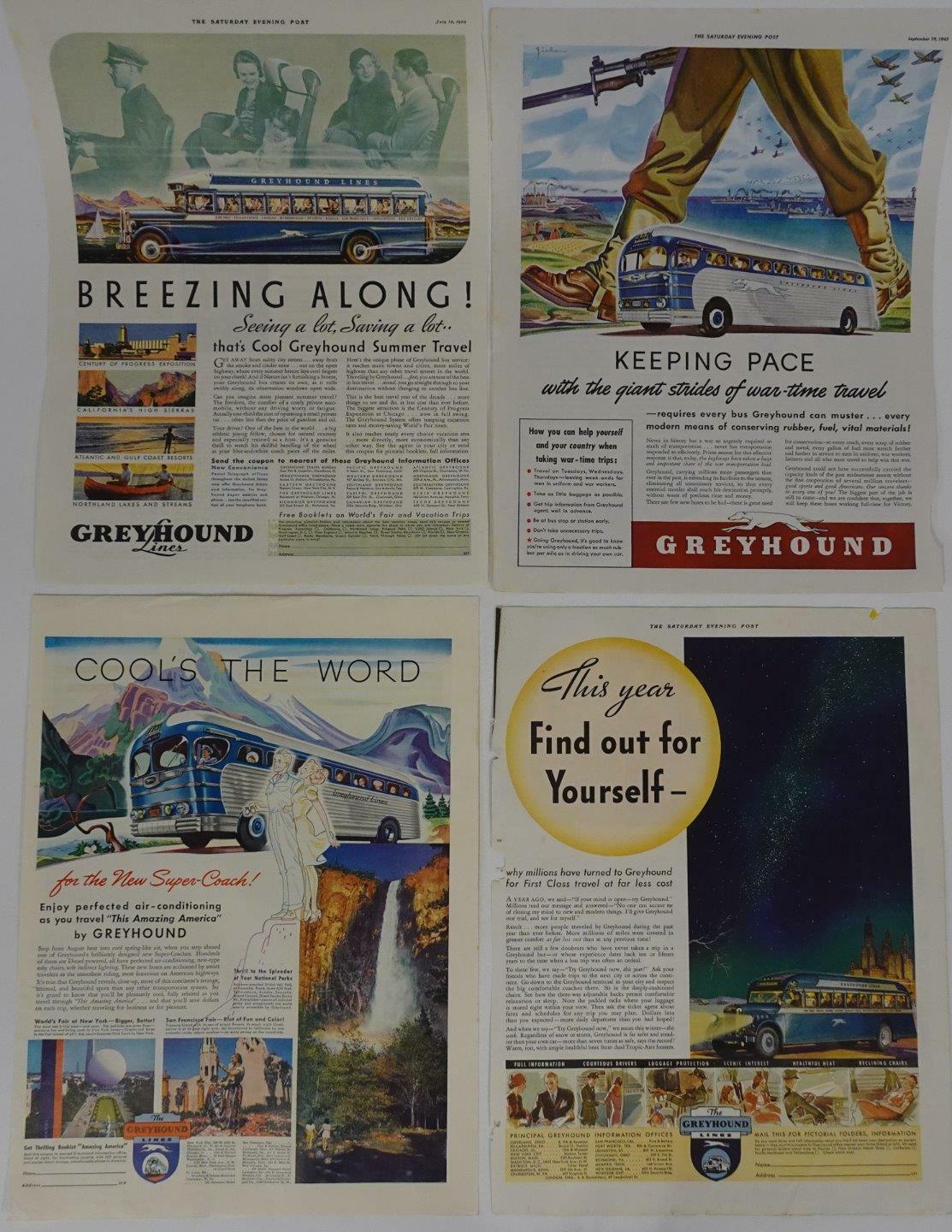Lot 15 1900s Print Advertising Bus Lines Greyhound Trailways Gray Line Travel