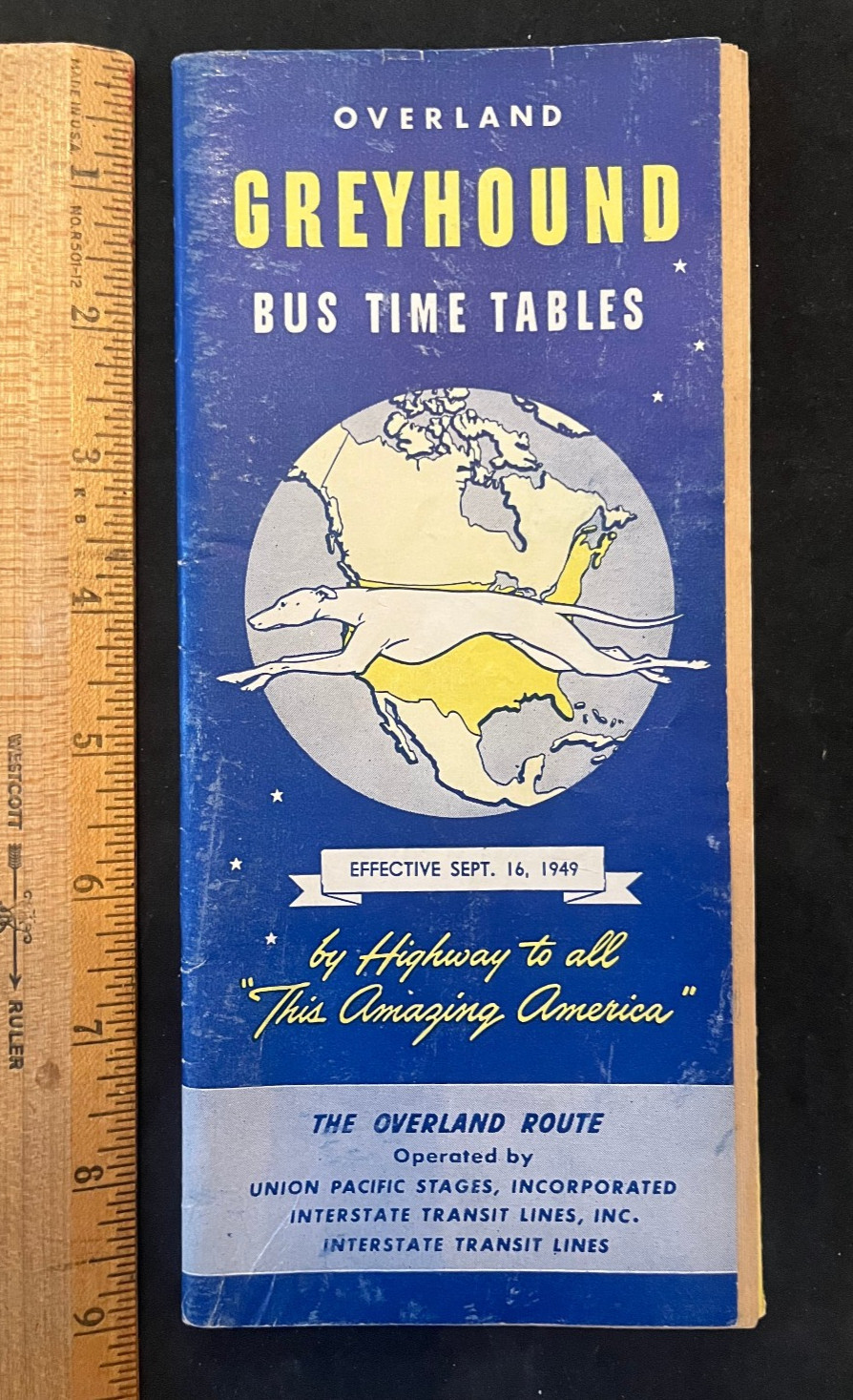 1949 Sept Greyhound Bus Timetable Brochure The Overland Route All Points USA 27p