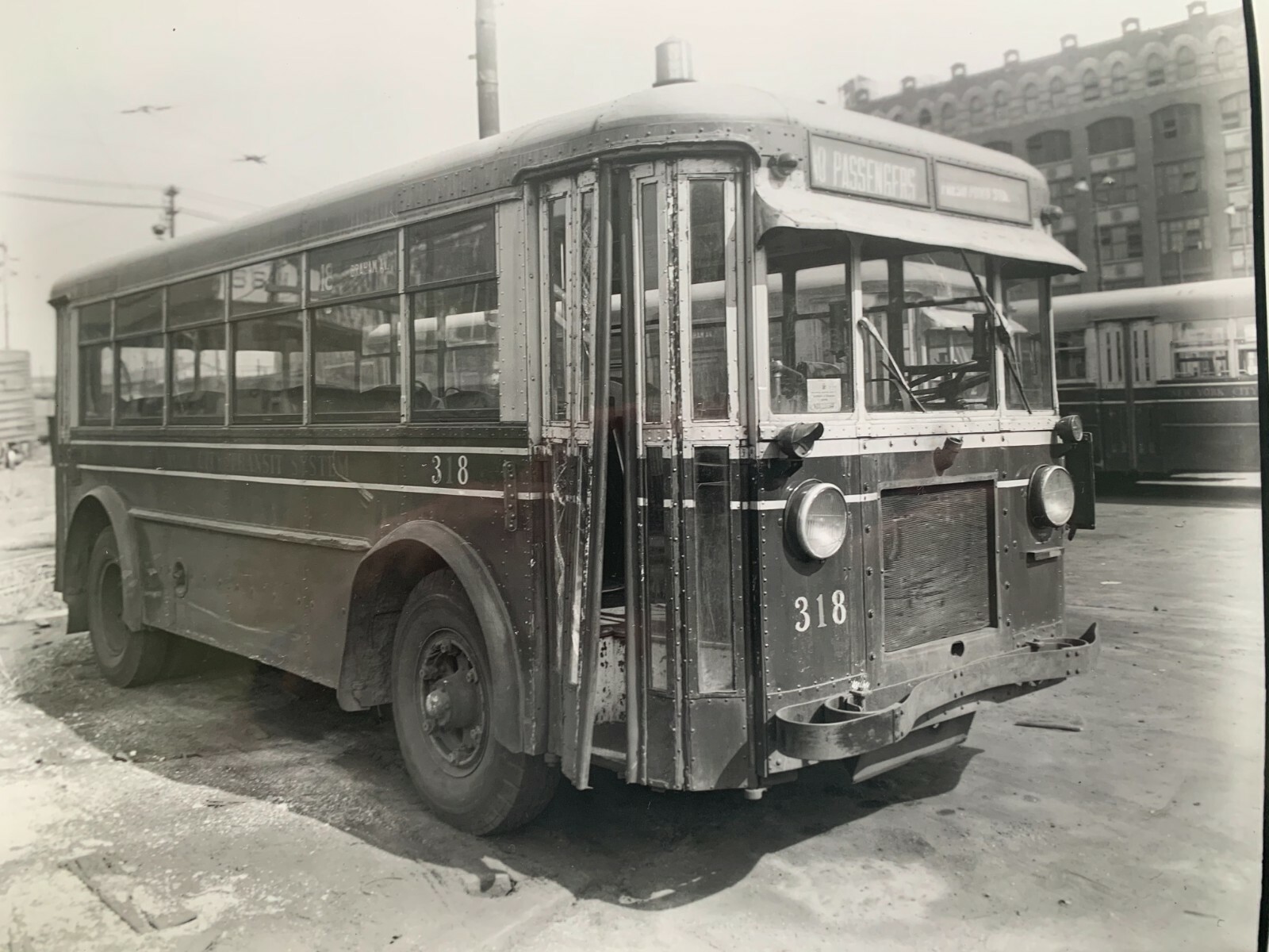 NYC NY TROLLEY VINTAGE COLLECTIBLE NO PASSENGERS ARCHIVE BLACK WHITE PHOTOGRAPH