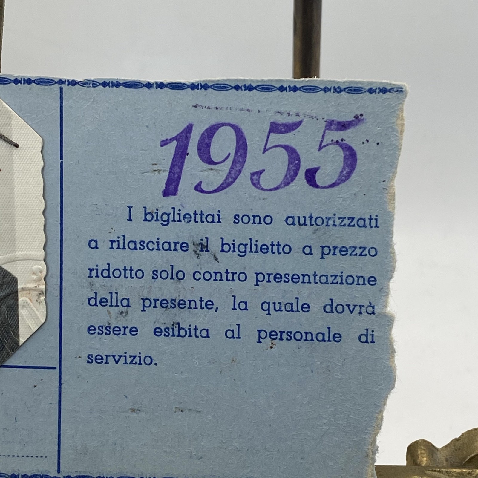 Vintage 1955 Societa Siciliana Trasporti Employee ID Card Photo Palermo Italy
