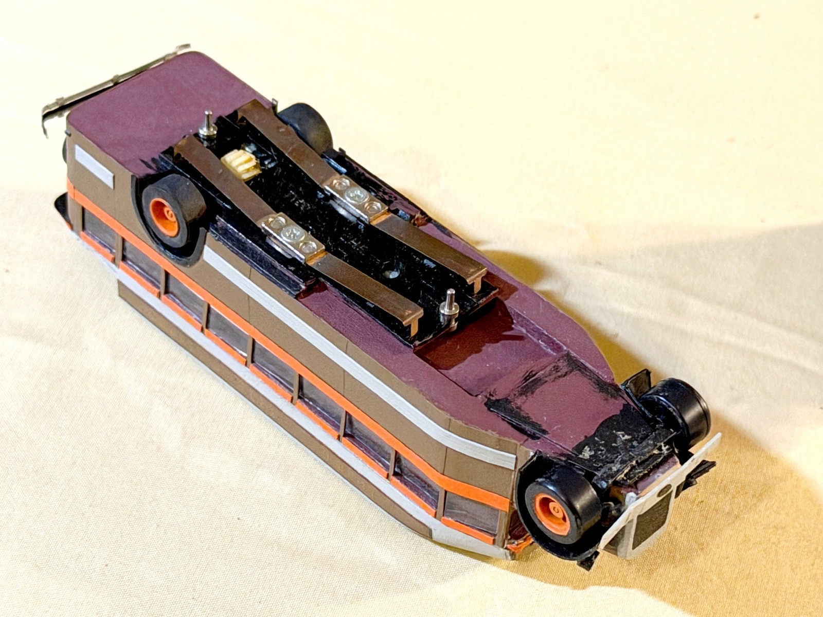 Handmade Vintage Slot Car Models: White COE Truck & 1930s Mack Intercity Bus