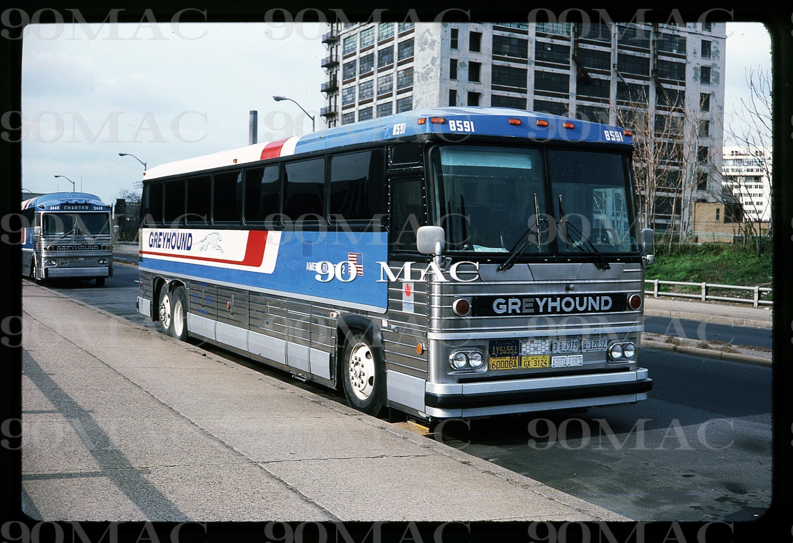 GREYHOUND LINES. MCI MC9 BUS #8591. Philadelphia (PA). Original Slide 1981.