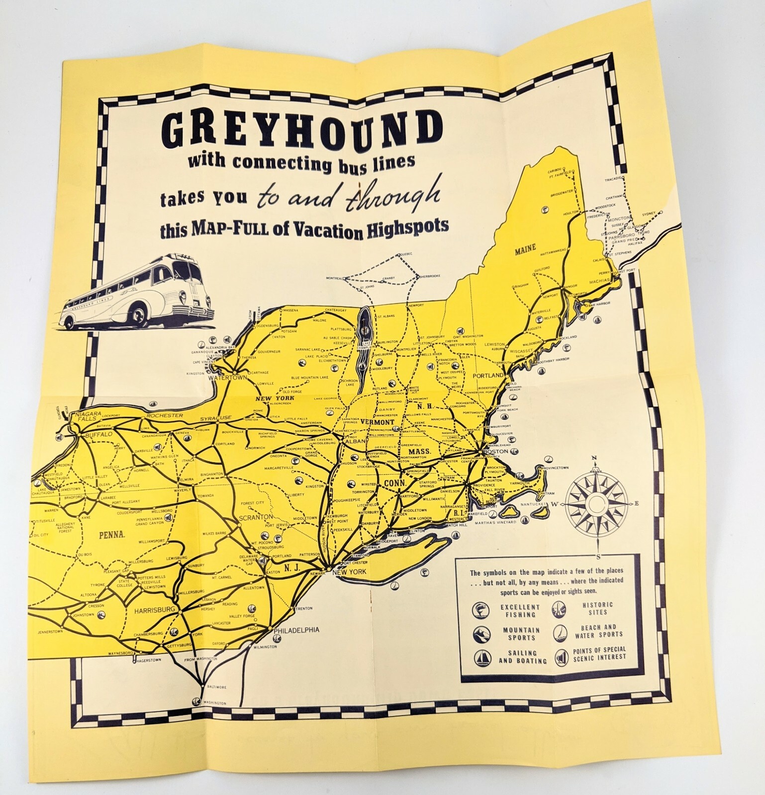 Greyhound Vacations New England New York Pennsylvania 1939 Travel Brochure