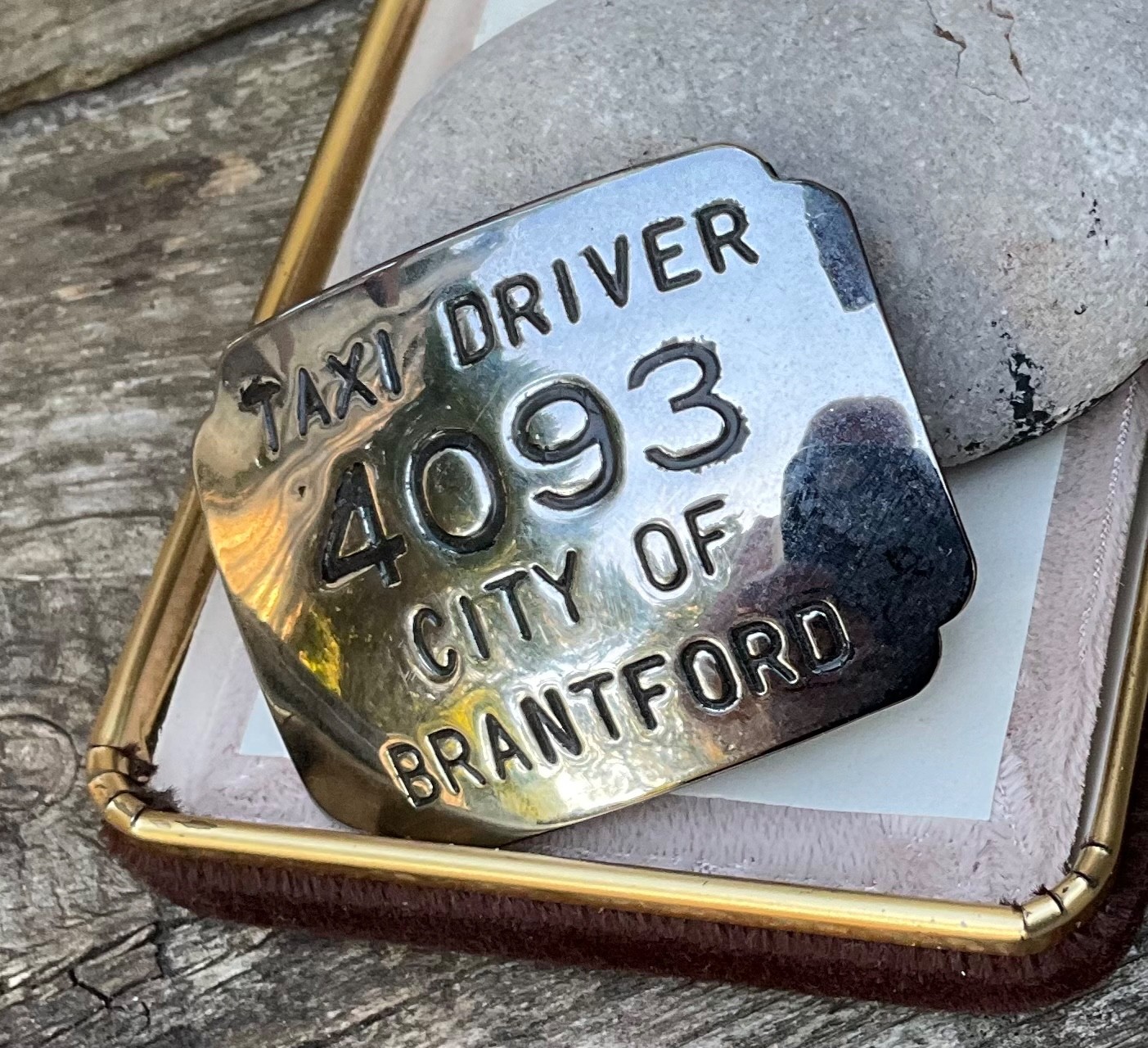 Vintage BRANTFORD ONTARIO Taxi Driver License ID Badge PIN Canada
