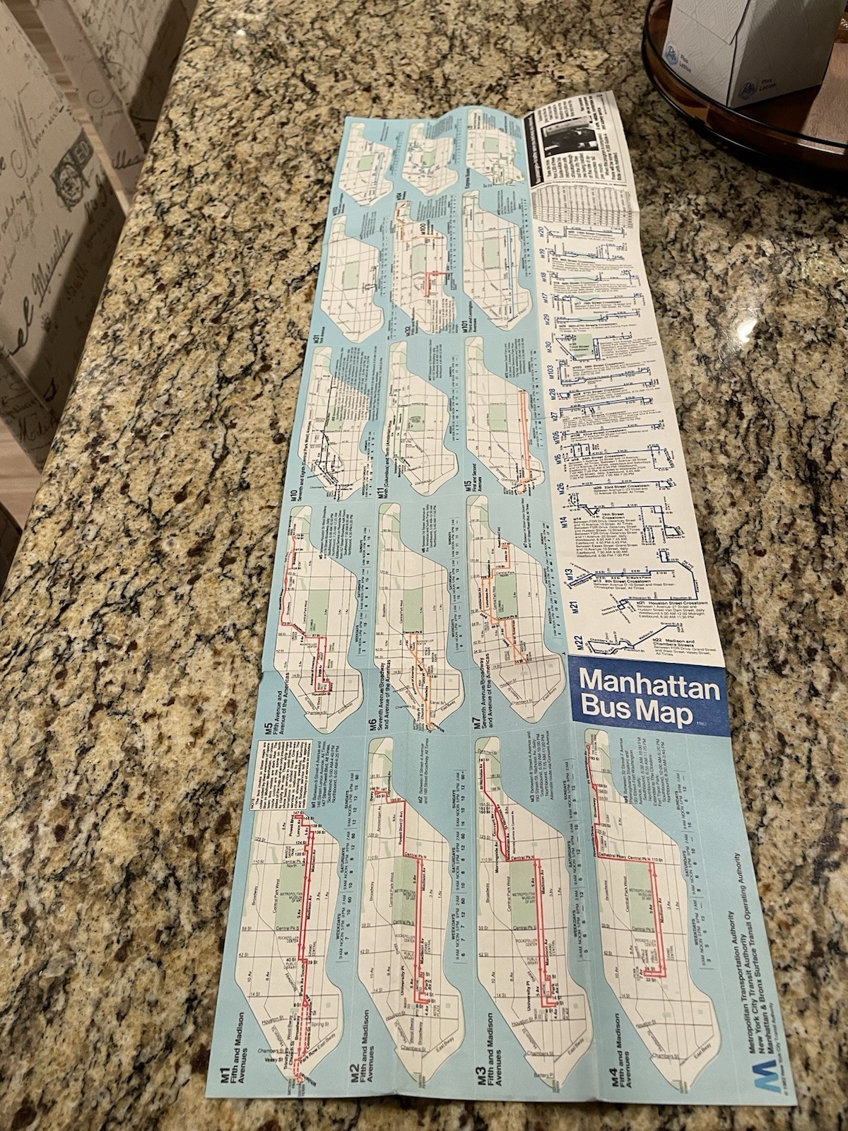 VINTAGE 1982 MANHATTAN BUS MAP M4 NYC