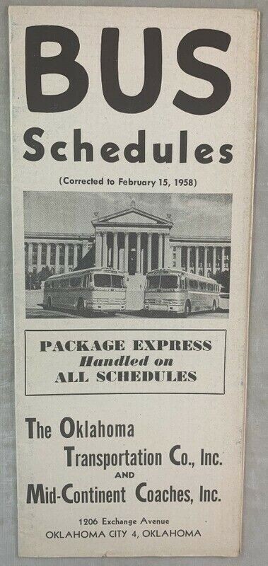 (Lot of 10) Original 1960s Bus Coach Timetables Oklahoma MKO Lines OT MC SWC