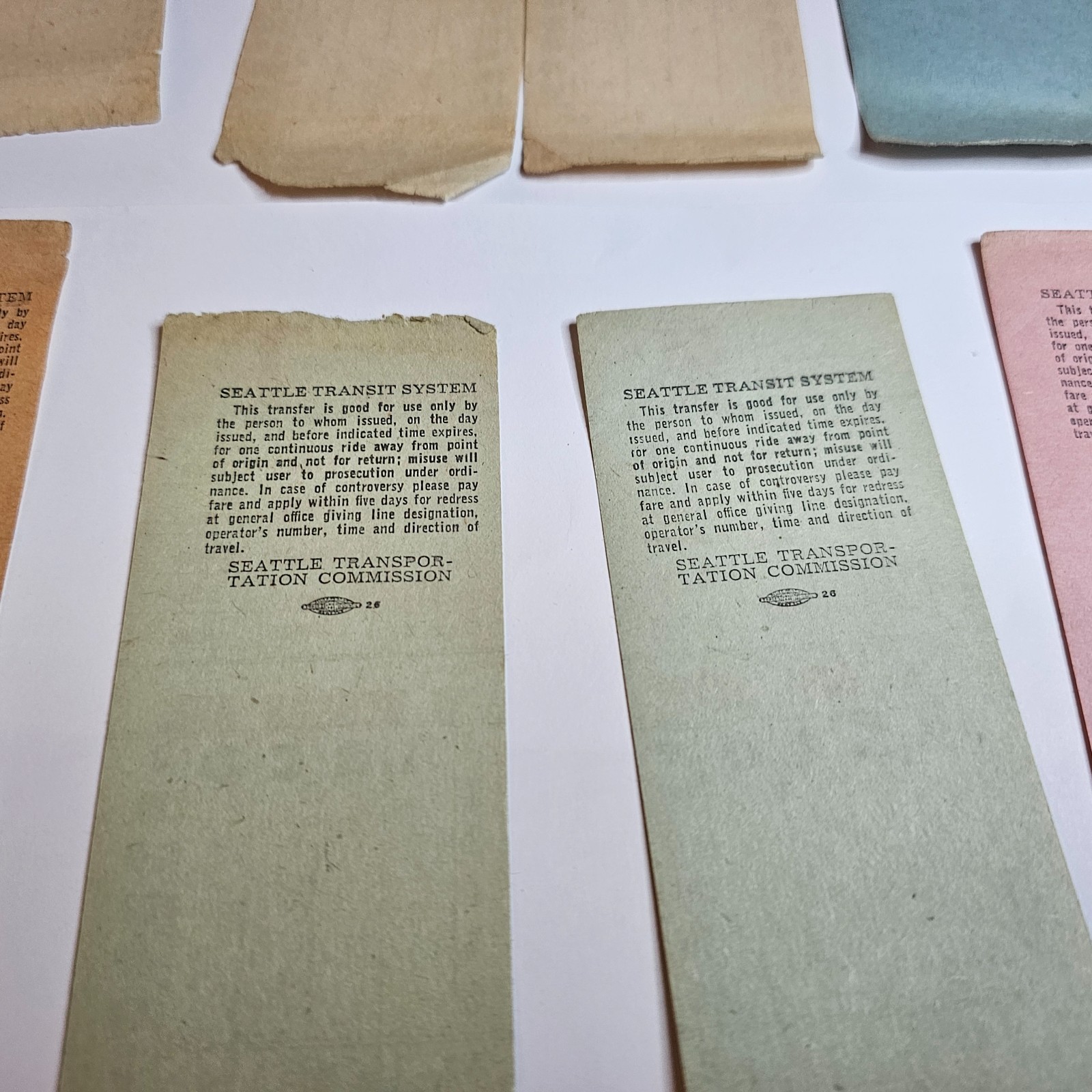 1950s SEATTLE TRANSIT SYSTEM TICKET CARD LOT BUS TROLLEY DRIVER MOTOR COACH FARE