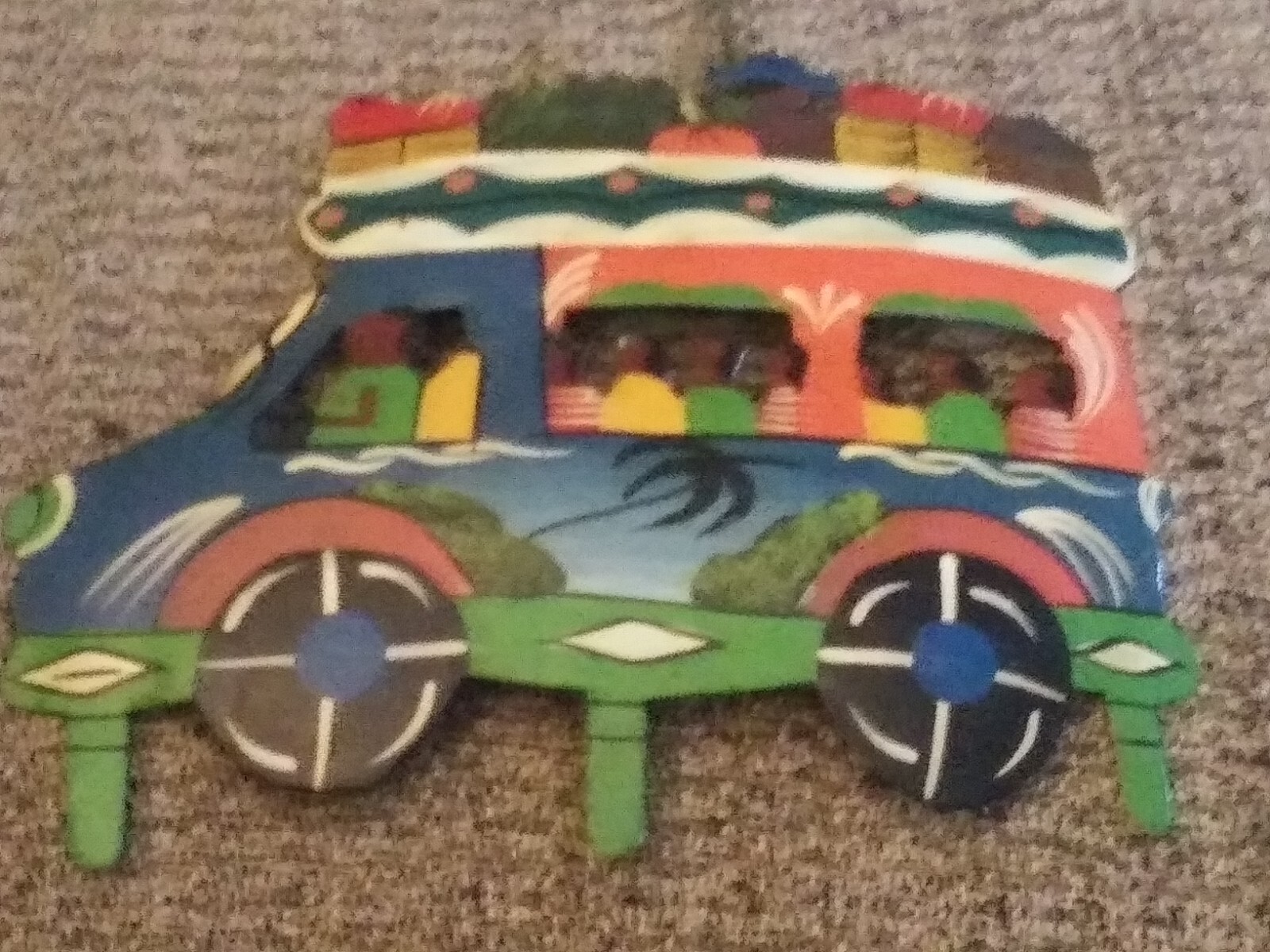 Hatian TickiTan hand painted bus, beautiful color to add to your home/yard