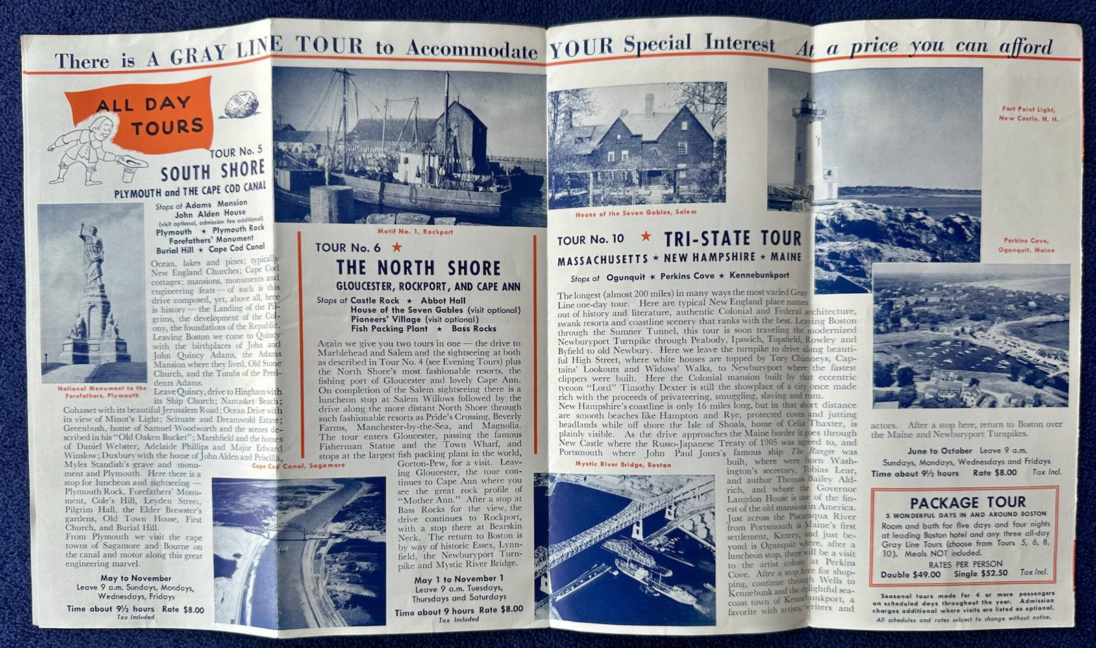Vintage 1955 Sightseeing Tours in Boston by The Gray Line / Bus Tours Pamphlet