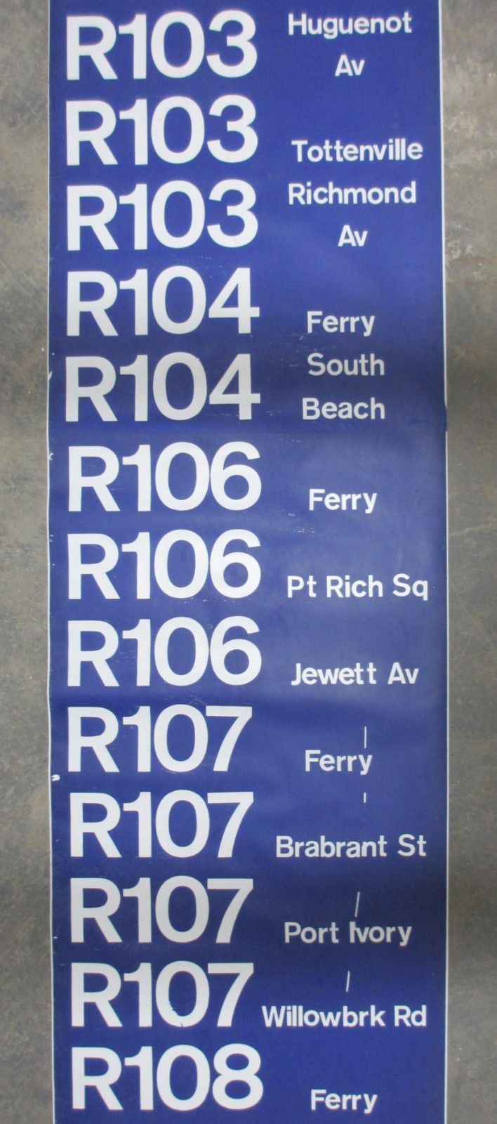 Vintage 1973 Staten Island Castleton Depot Bus Roll Sign Ferry New York City NY