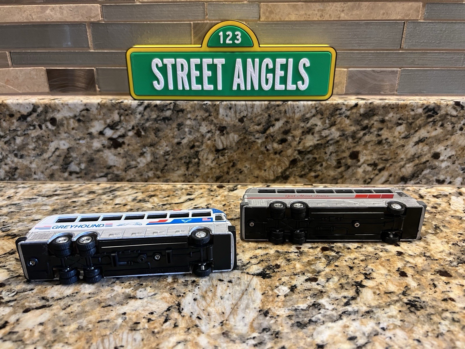 Lot Of 2 Diecast Greyhound Bus/ Gad About Tour Bus