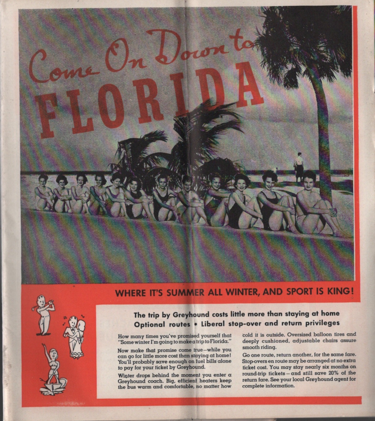 1937 GREYHOUND BUS WINTER SCHEDULE TIME TABLES NEW YORK NEW JERSEY FLORIDA MASS