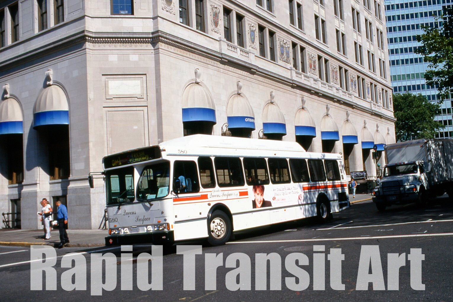 Vintage 1999 Slide New York City Queens Surface Orion V Bus 580 Route QM-1 NYC