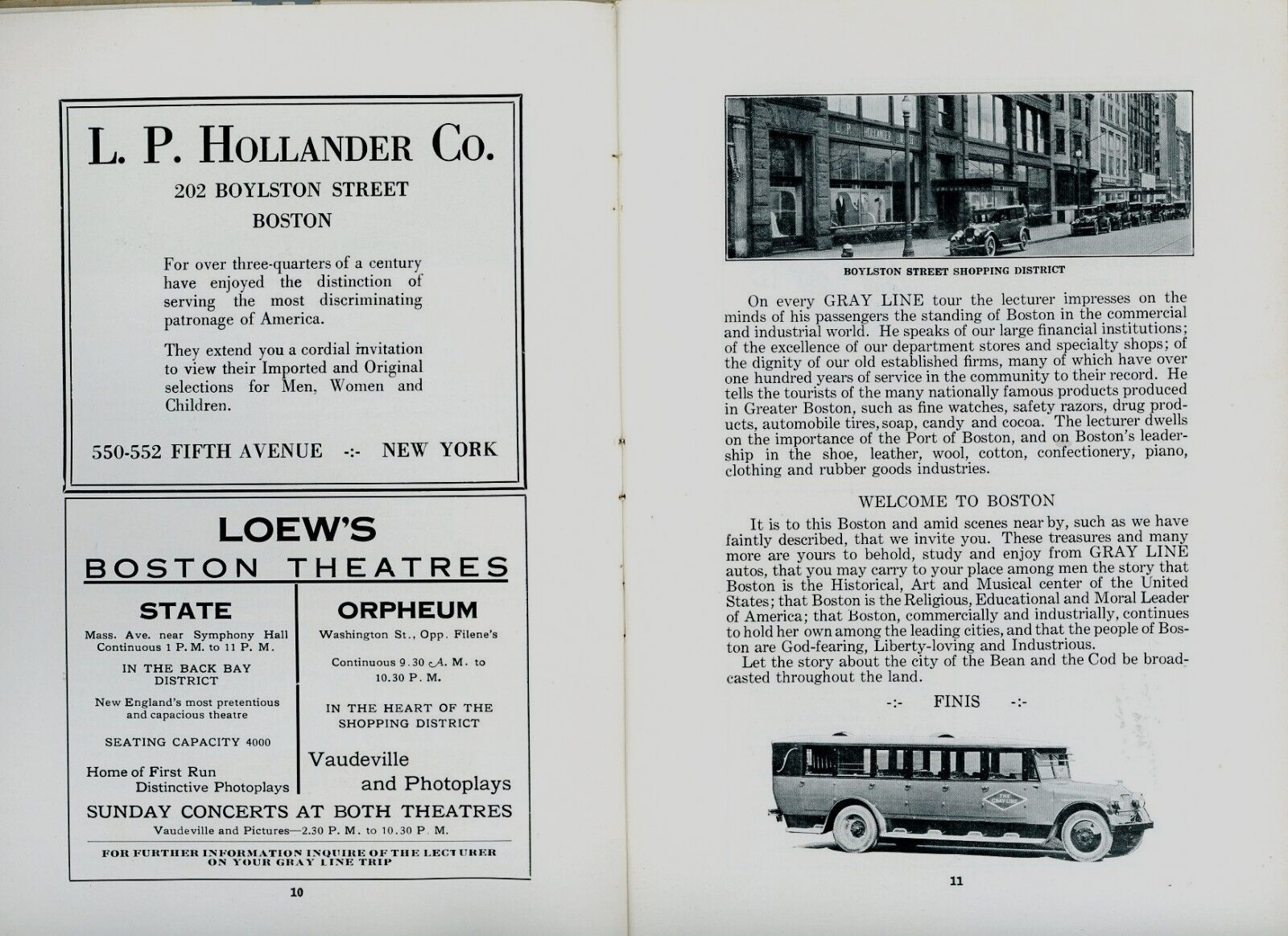 1924 Souvenir Of Boston The Gray Line Inc. Harry J Dooley Tours Ad’s MA Busses