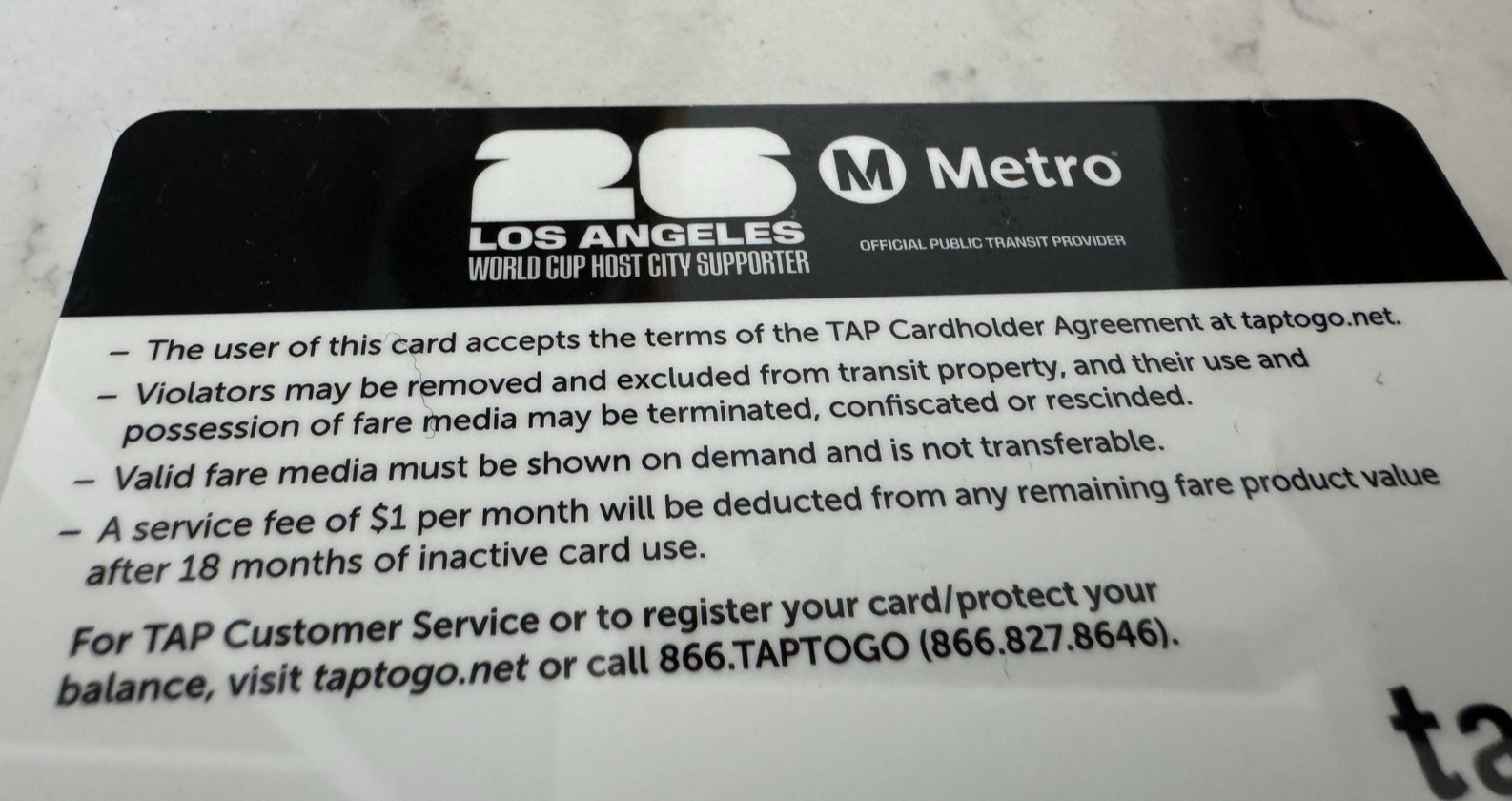 LA METRO OFFICIAL 2026 FIFA WORLD CUP TAP CARD NEW ISSUE LIMITED EDITION RARE