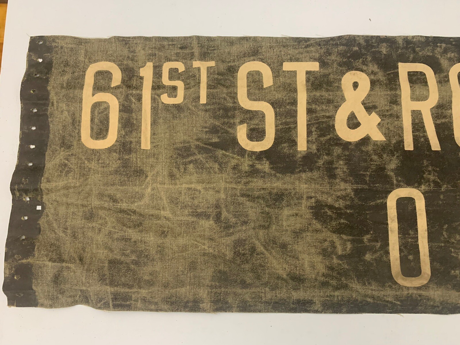 NY NYC PRIMITIVE BUS ROLL SIGN ROOSEVELT AVENUE 61 STREET L.I.R.R. TRAIN QUEENS