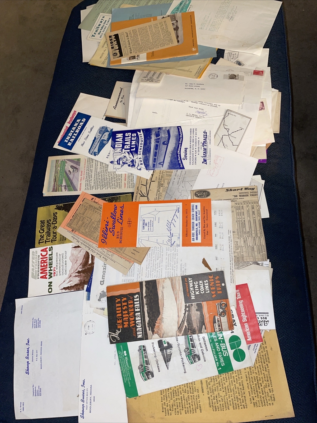 Huge Lot Of Vintage Bus Coach Line Timetables Brochures Ticket Stubs Much More