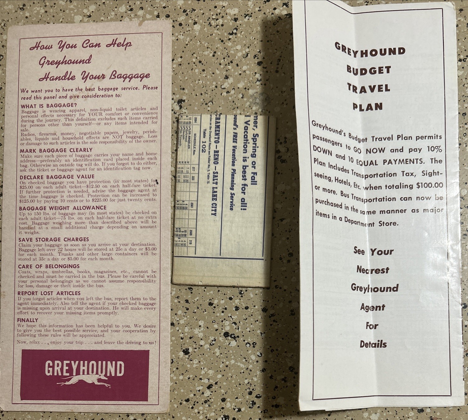 LOT Greyhound Bus Time Table 1960 1965 POCKET FOLDER 1957 PAMPHLET BROCHURE