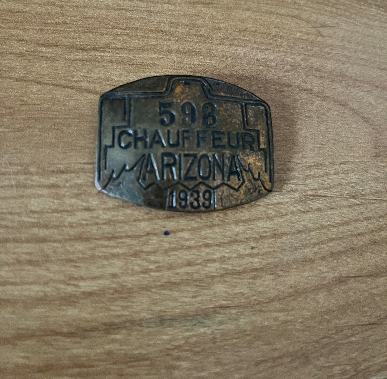 Original 1939 Arizona Chauffeur Badge Pin #598