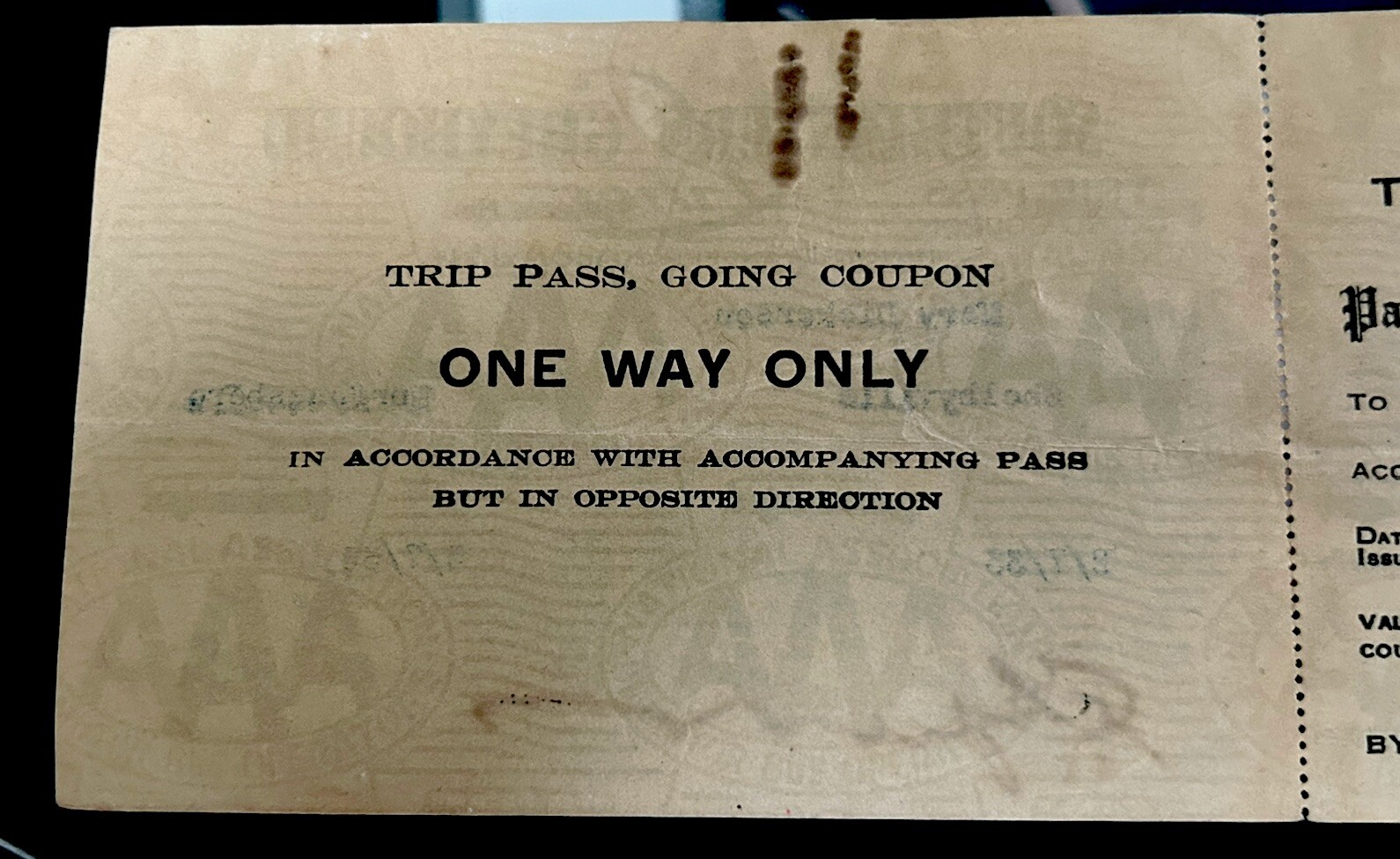 1933 Southeastern Greyhound Bus Lines Trip Pass Nashville Murfreesboro Ticket