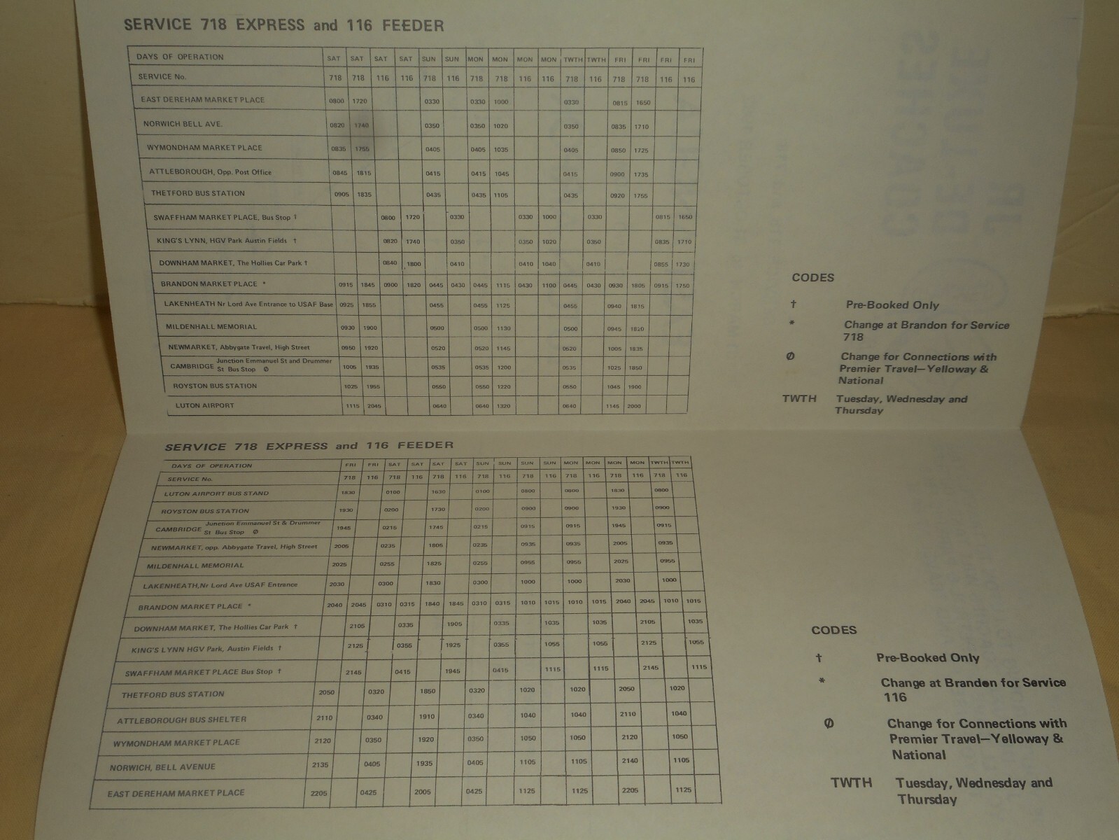 LUTON AIRPORT JR DE-LUXE COACHES 1982 Bus Service Timetables Brochure E. Anglia