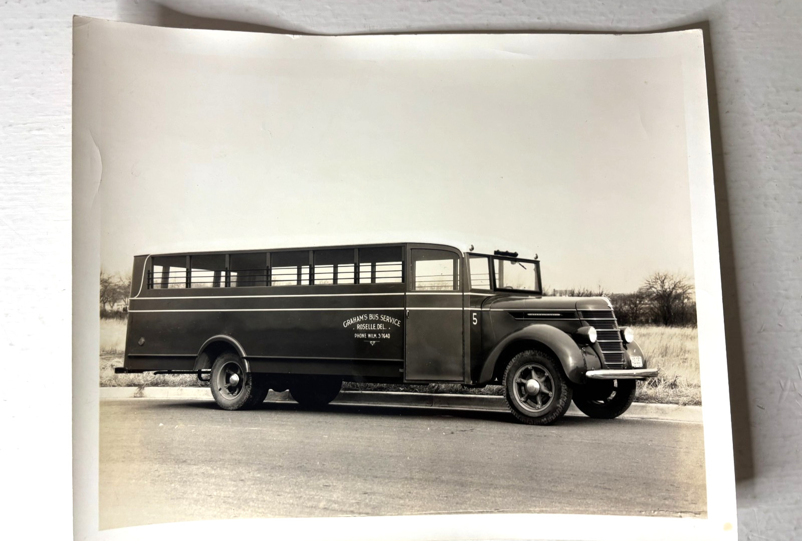 1930s Graham’s Bus Service Photo Roselle Delaware International Harvester 8X10″
