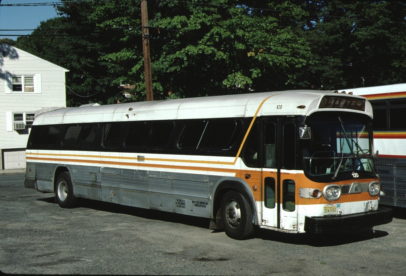 White Bus GM New Look Bus Original Kodachrome Kodak slide