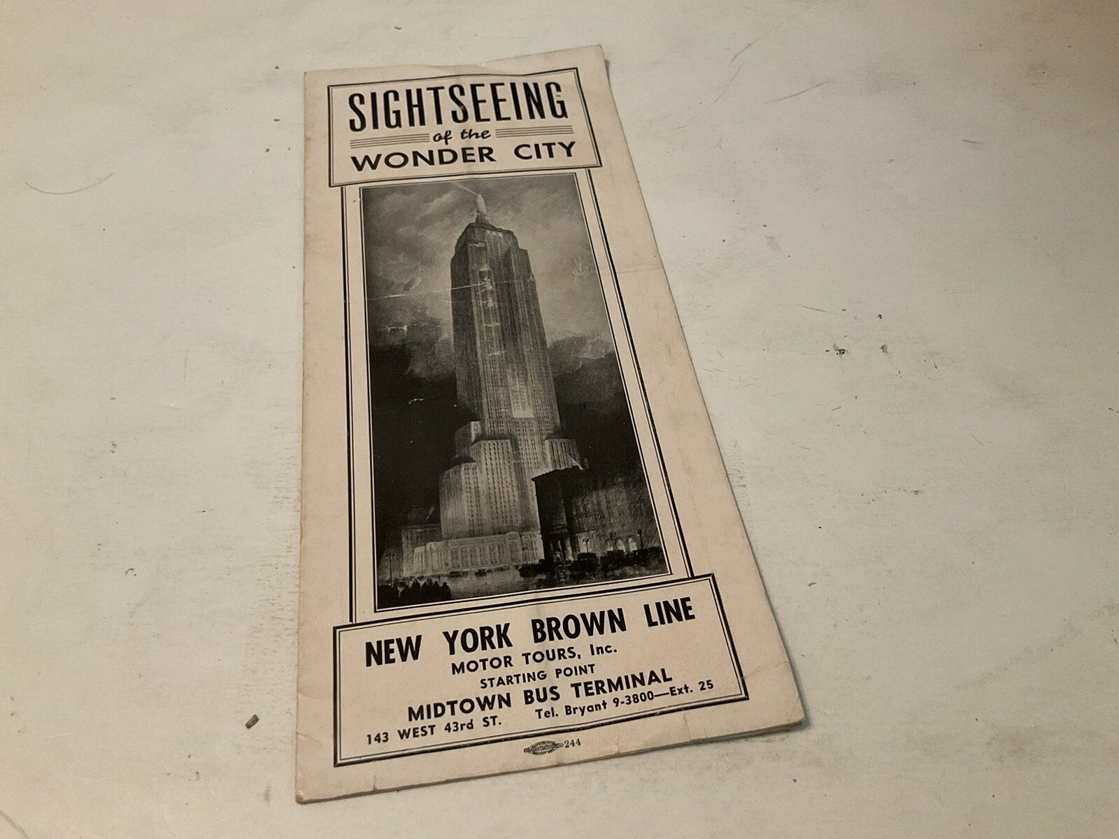 Vintage Sightseeing of the Wonder City Brochure New York Brown Line Bus NYC Tour