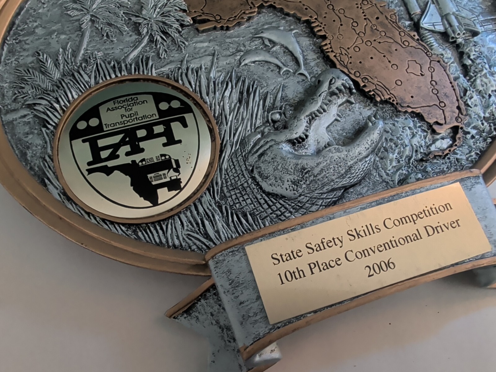 Florida Asscoiation for Pupil Transportation Safety Award Plaque 2006 10th Place