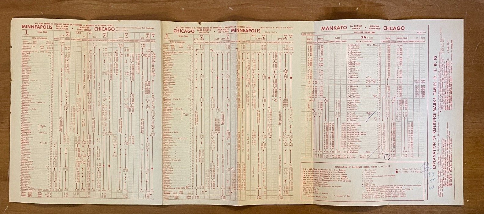 1958 1959 Greyhound Bus Time Tables Folder 1 Chicago Wisconsin Minnesota