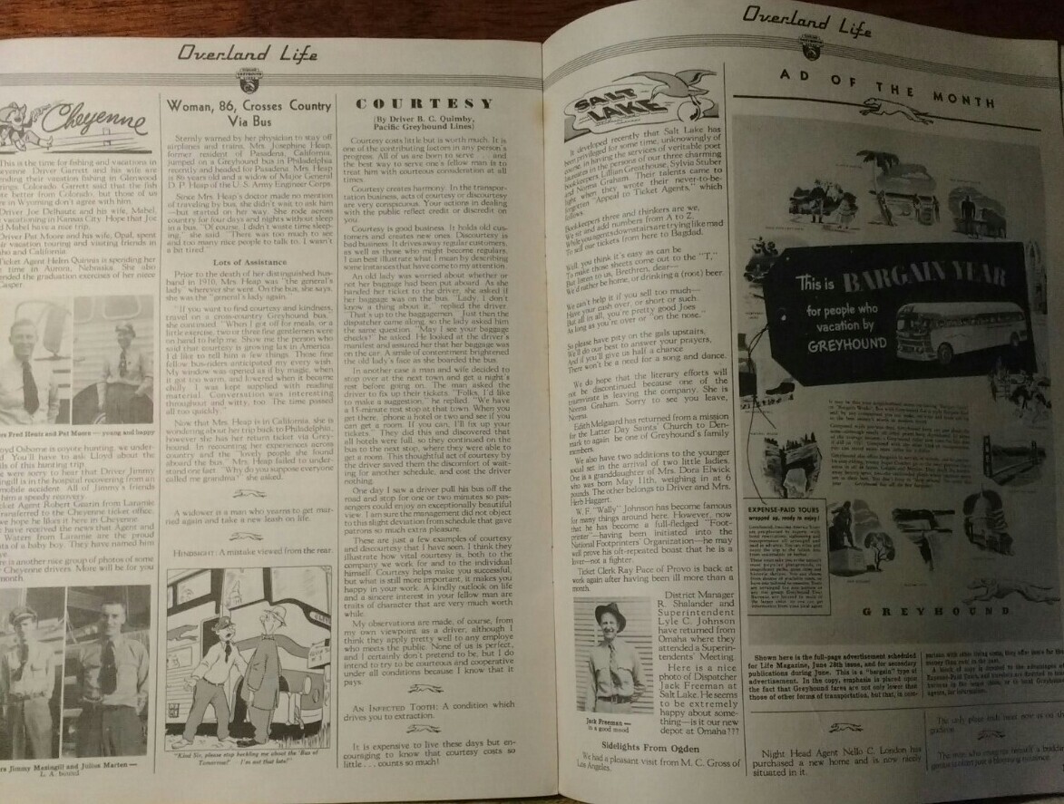 Vtg 1948 ‘Overland Life” Greyhound Bus Lines Magazine Advertising Brochure Promo