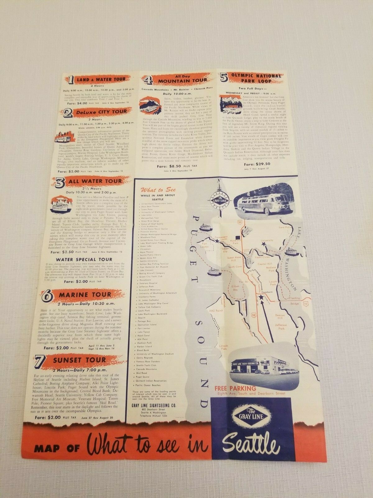 The Gray Line Motor Coach Program for Seattle Area & Parks1940’s