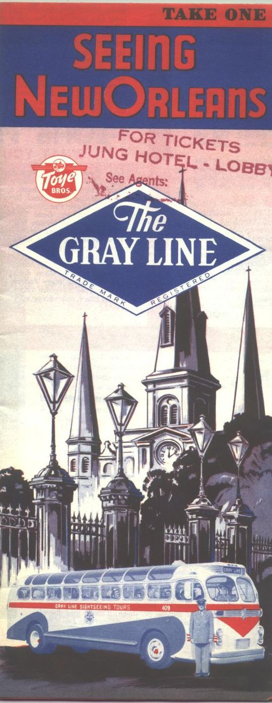 1957 Gray Line Tours New Orleans Travel Brochure / Great Cover !!