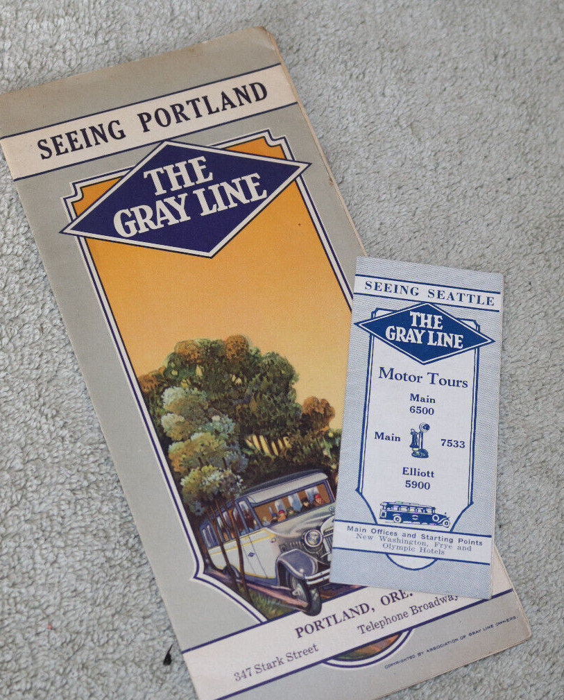 Gray Line Motor Tours – Seeing Portland & Seeing Seattle – 2 items from 1920s