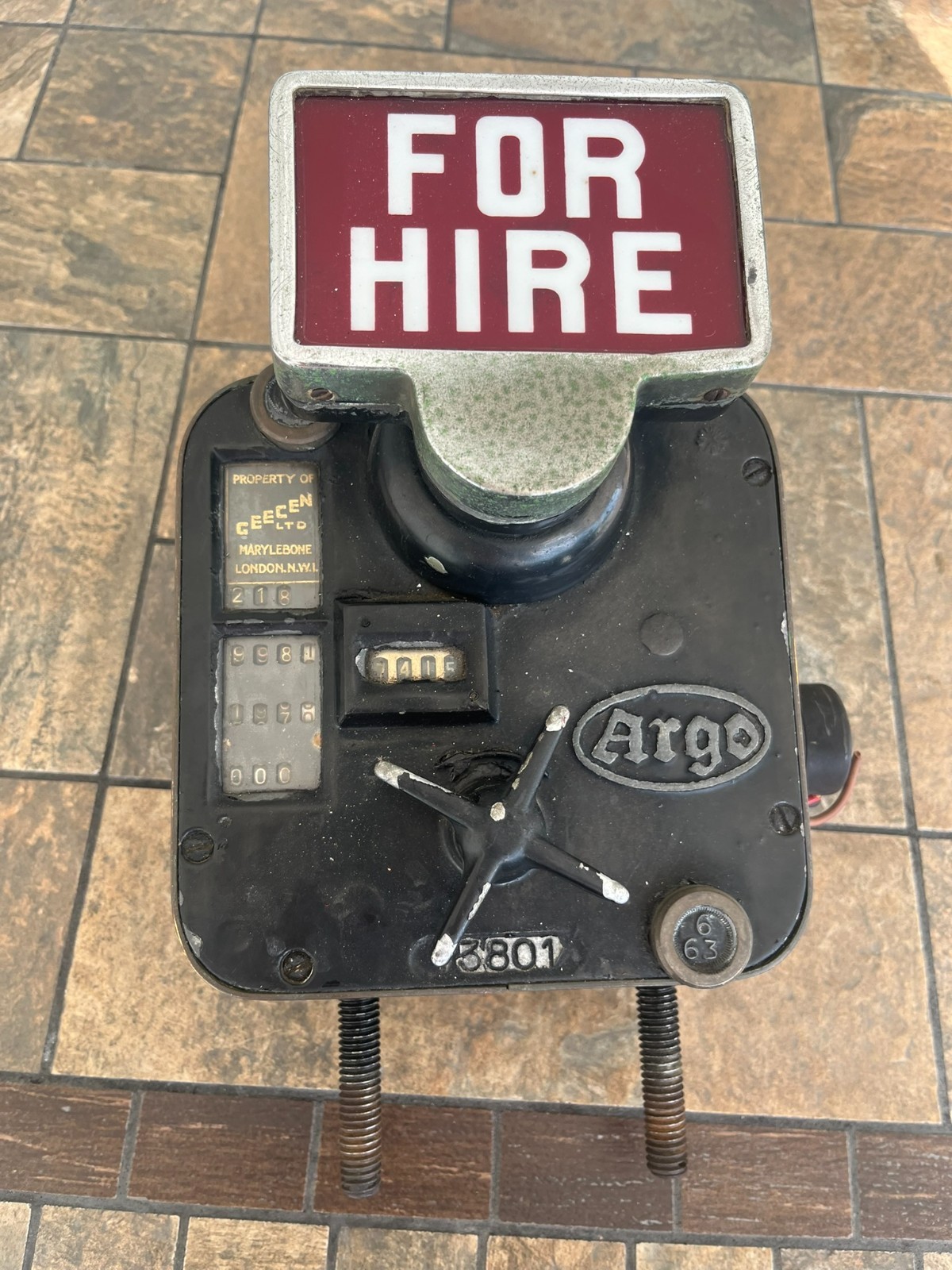 Vintage Argo Taxi Meter Fare 60’s Early Austin London Taxi Parts piece Antique