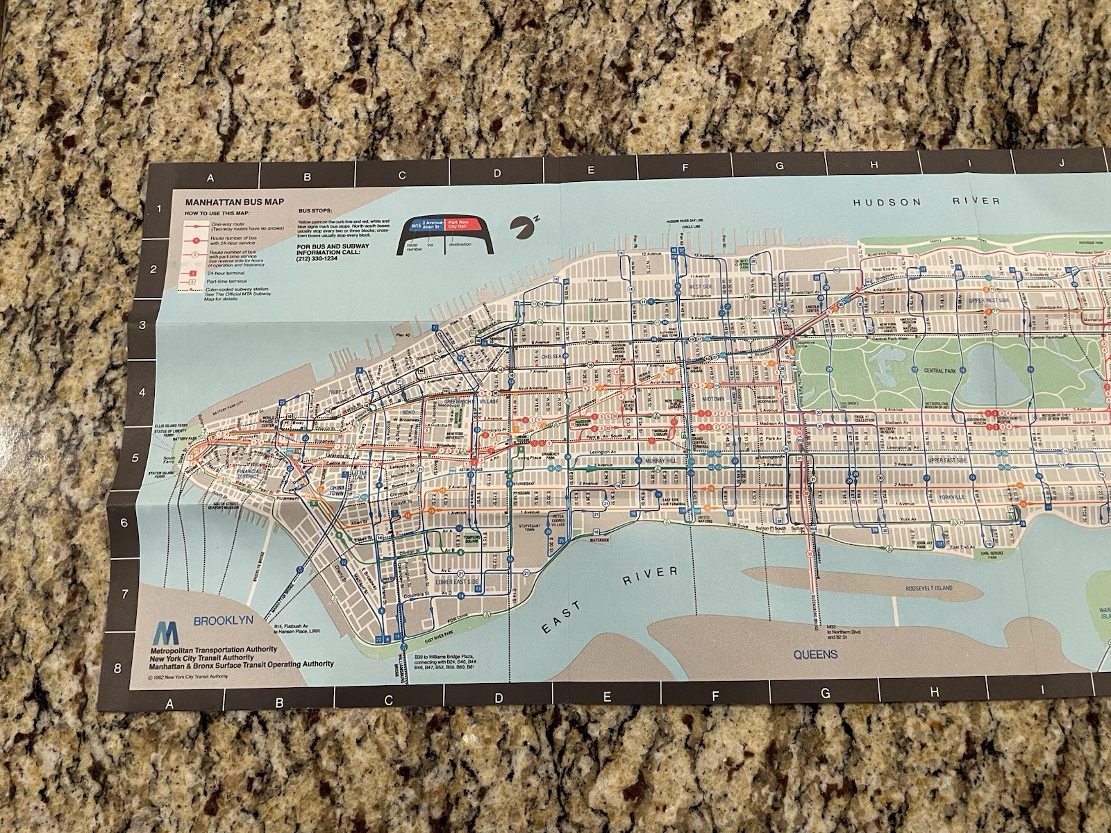 VINTAGE 1982 MANHATTAN BUS MAP M4 NYC