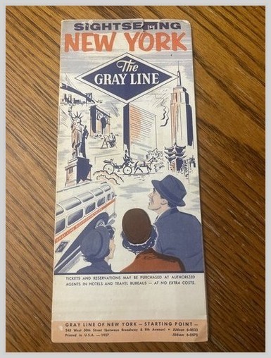 Gray Line NYC Sightseeing Guide 1957: NY Map Tourist Info & Attractions Pamphlet