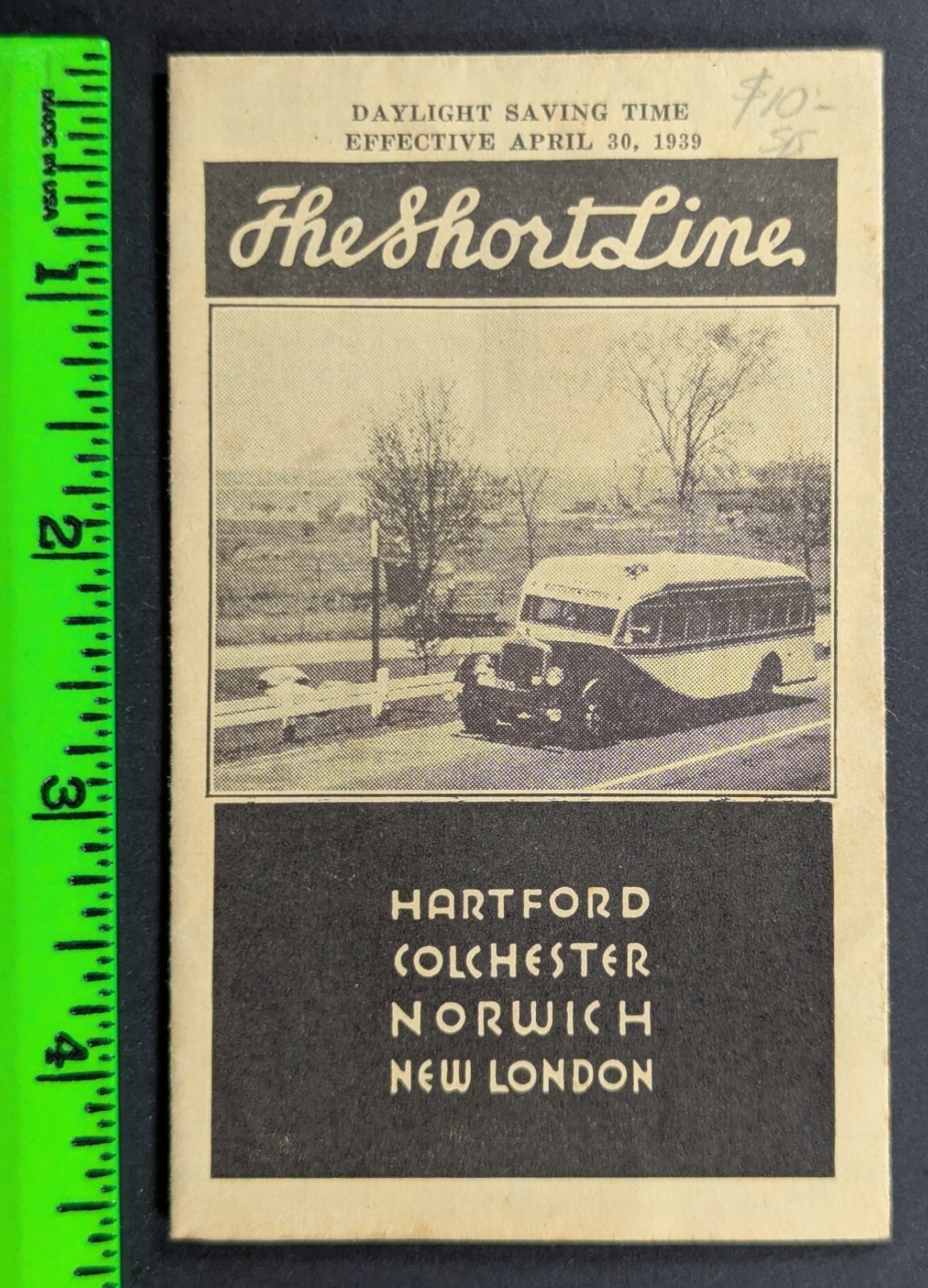 Antique 1939 Short Line Bus Map Route Schedule Foldout