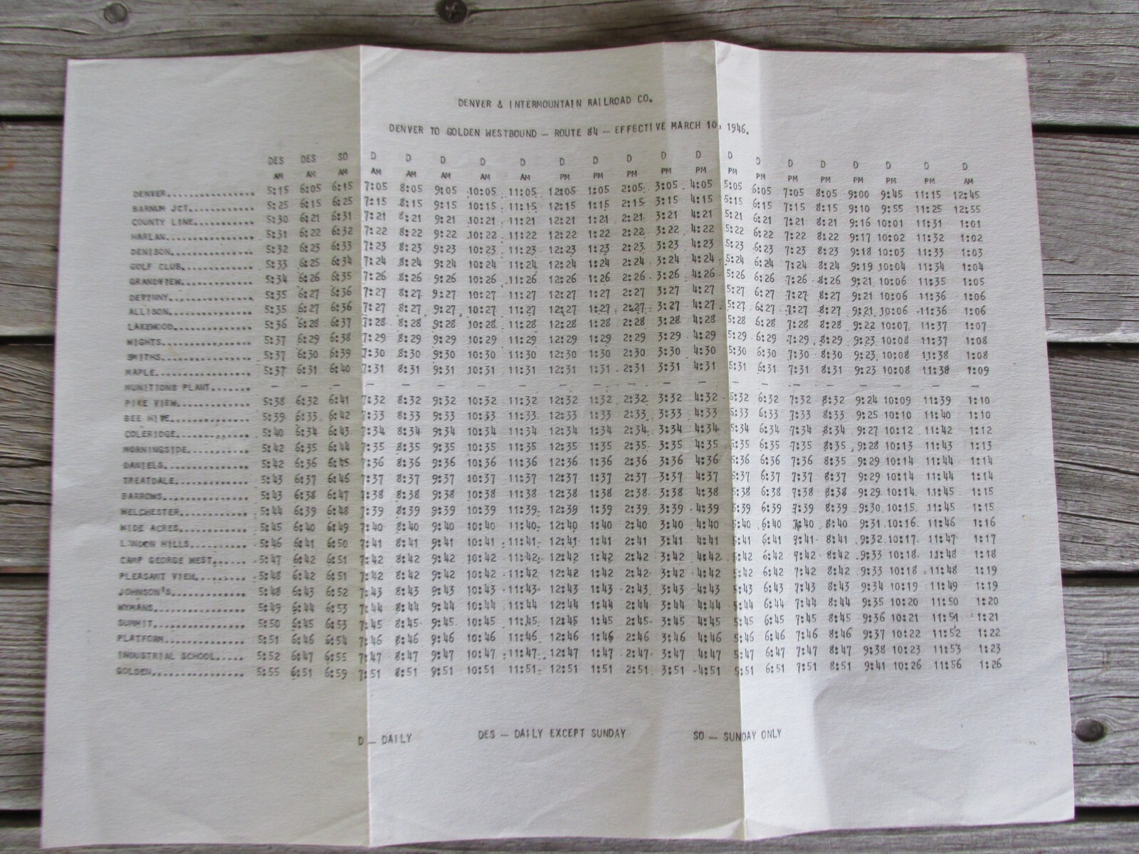 1946 Denver CO Tramway Envelope w/Coach & Intermountain Railroad Co. Schedules