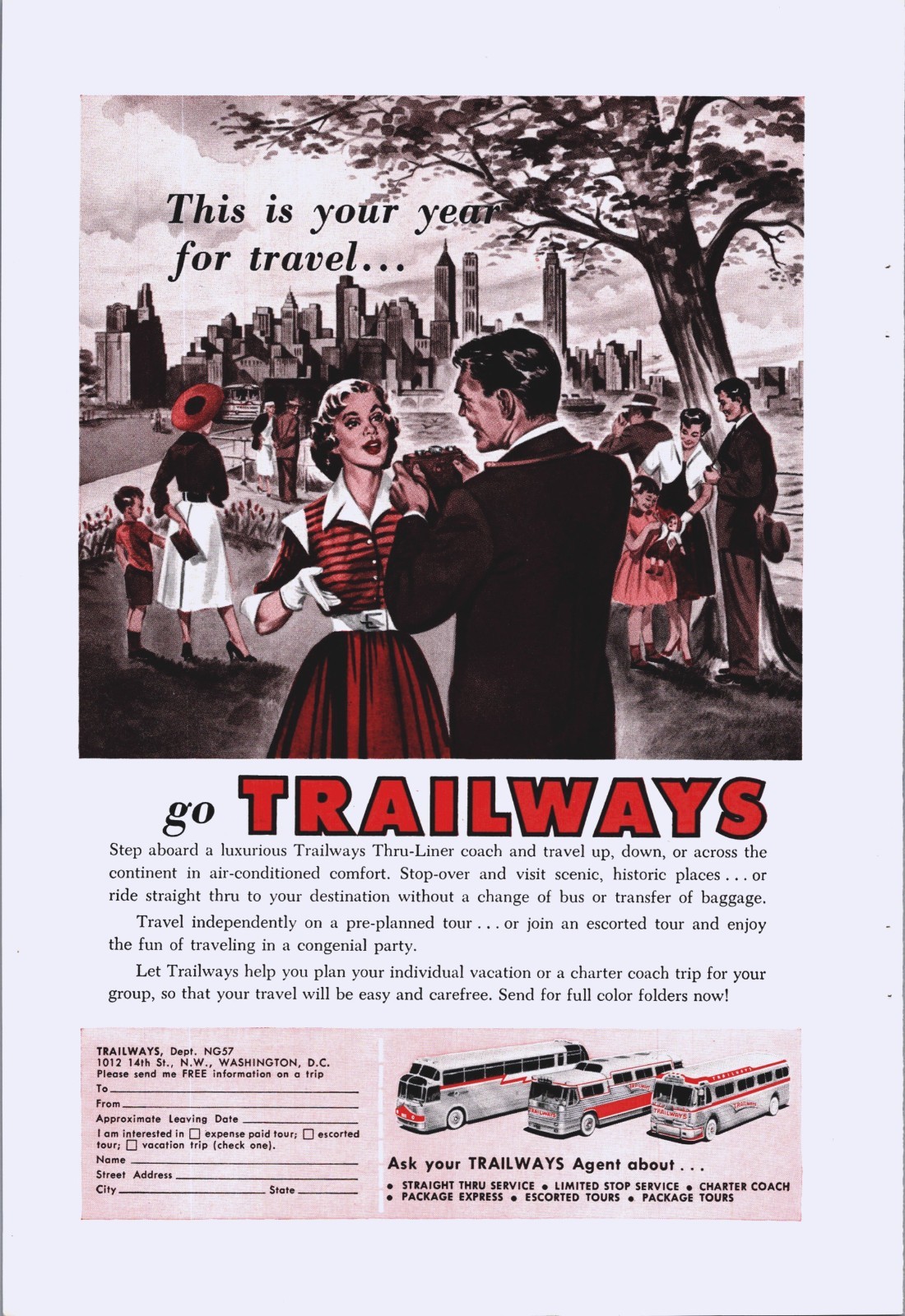 LOT OF 20+ Print Ads Greyhound Trailways Bus Line Travel Vacation MID CENTURY