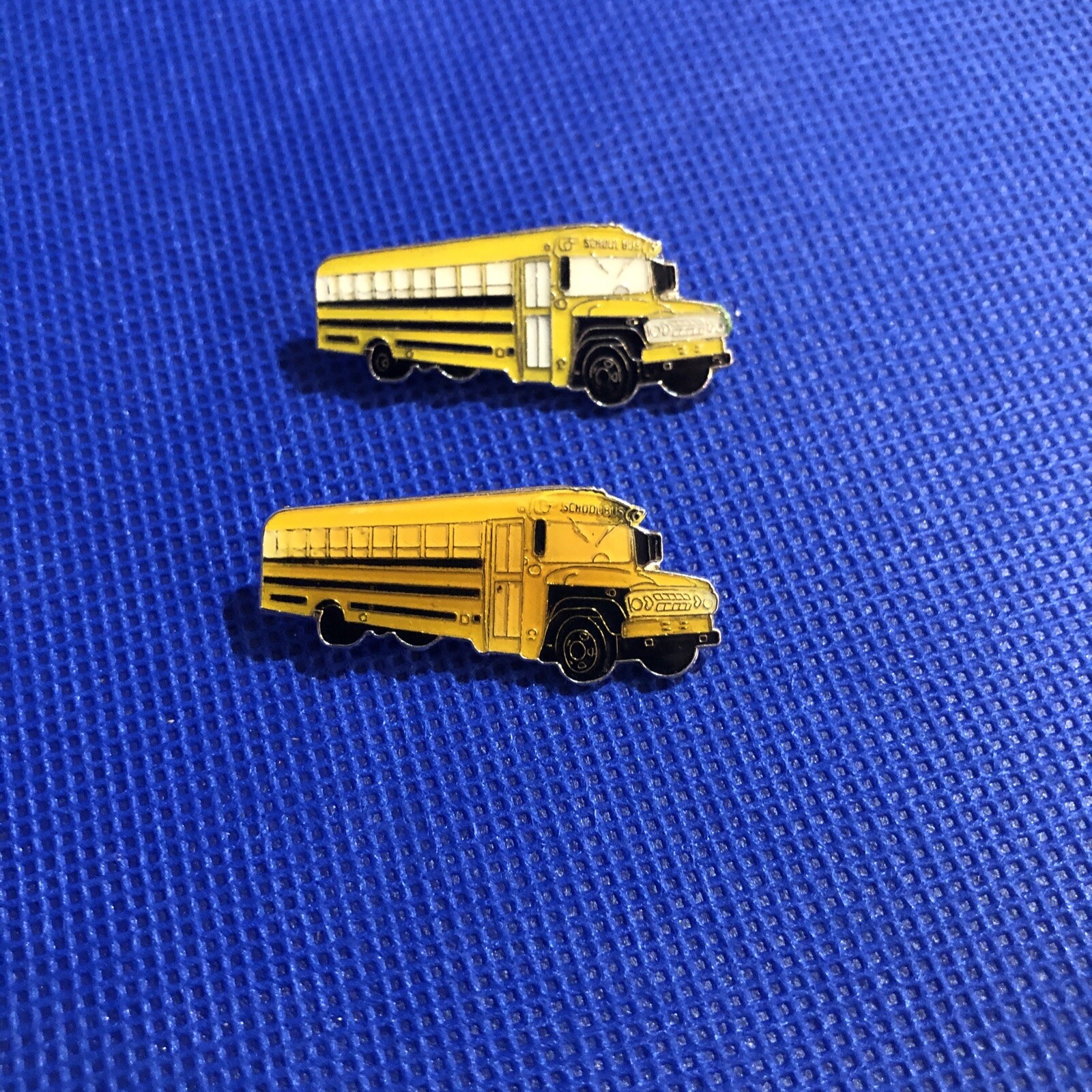 Vintage Enamel Bus Pin Transportation Lapel Hat Pin Gold-tone Silver Lot Of 2
