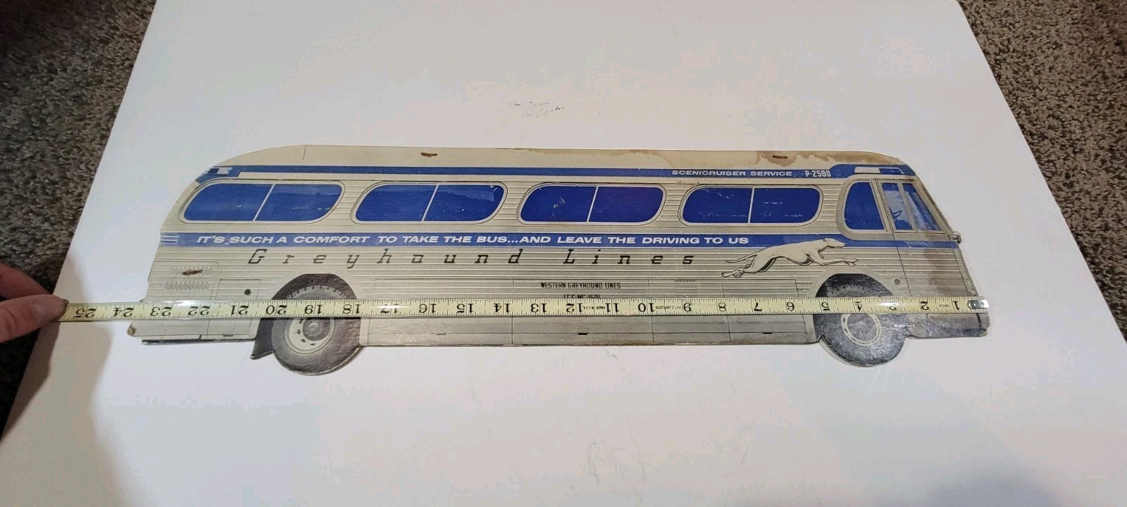 Vintage Western Greyhound Bus Advertisement CARDBOARD STANDUP Suncruiser Service