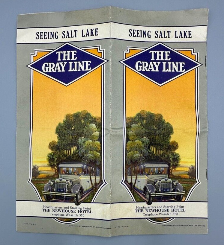 1920s GRAY LINE BUS Motor Tours SALT LAKE CITY Advertising Travel Brochure