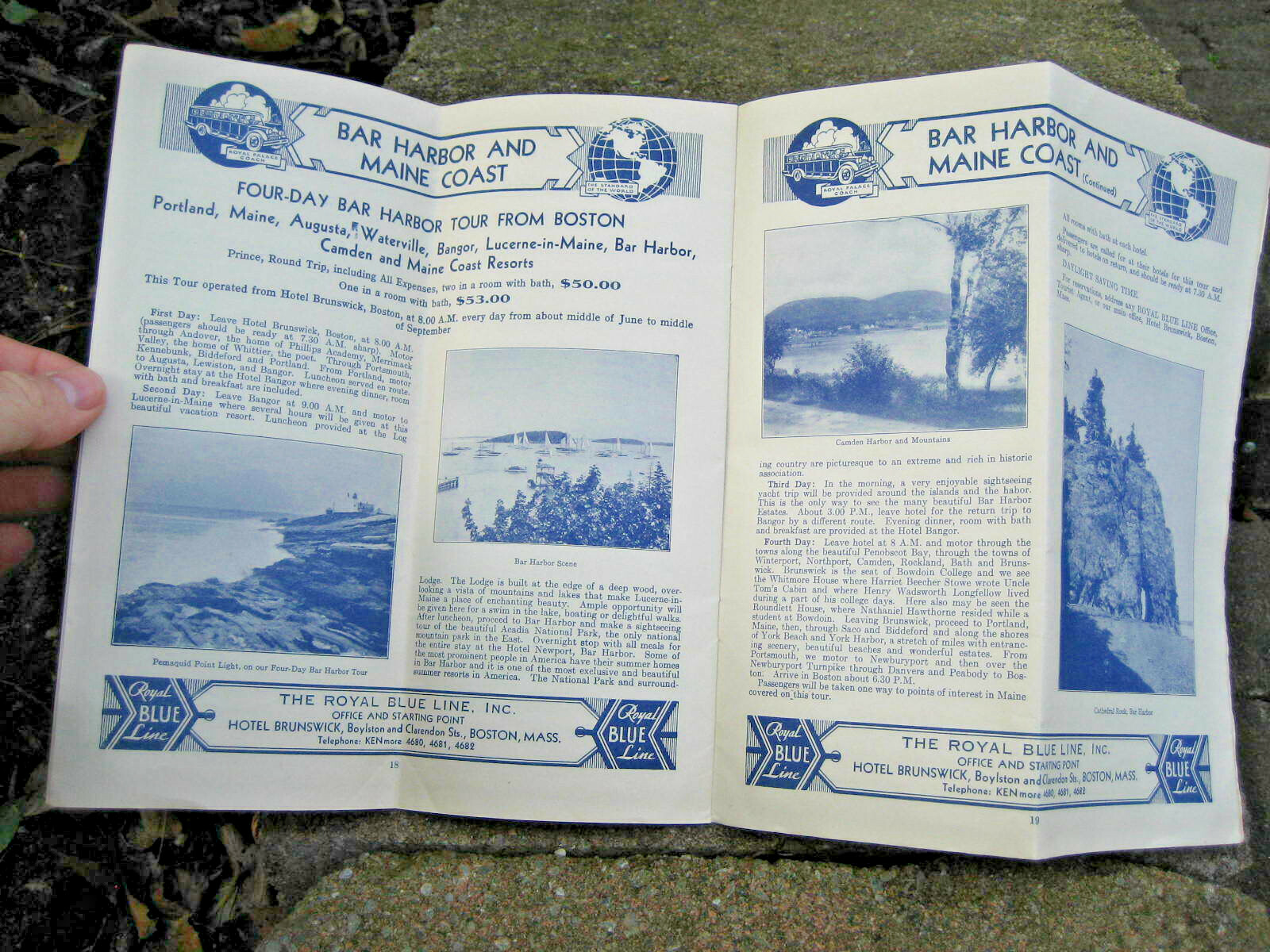 1920’s Royal Blue Bus Line Map & Guide to Boston and New England