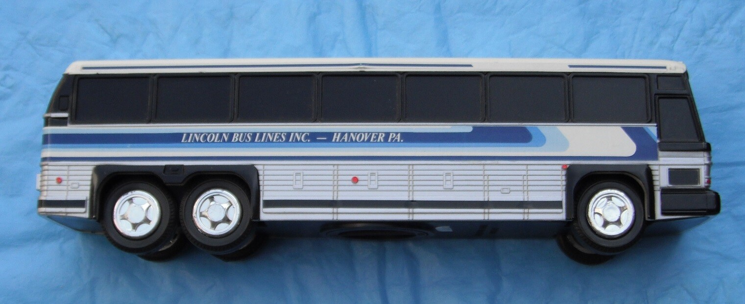 Lincoln Bus Lines, Hanover Pa…plastic bus bank, no box—D..